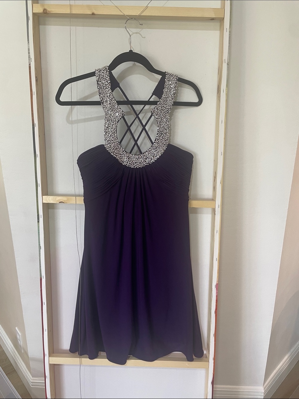 JS Boutique Beaded Neckline Purple Cocktail Dress